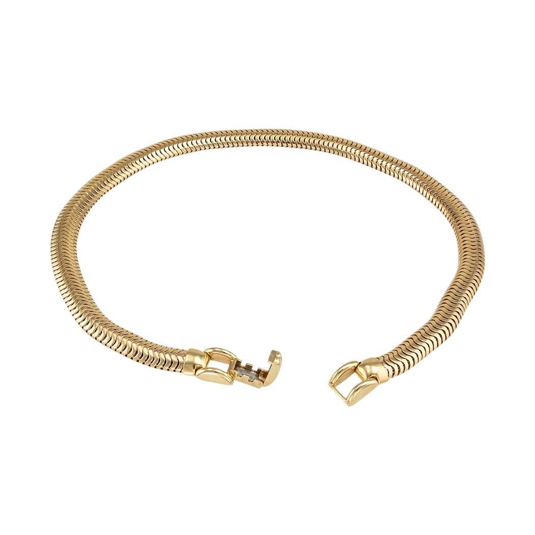 Tiffany & Co. Retro Snake Chain Yellow Gold Necklace In Good Condition In Los Angeles, CA