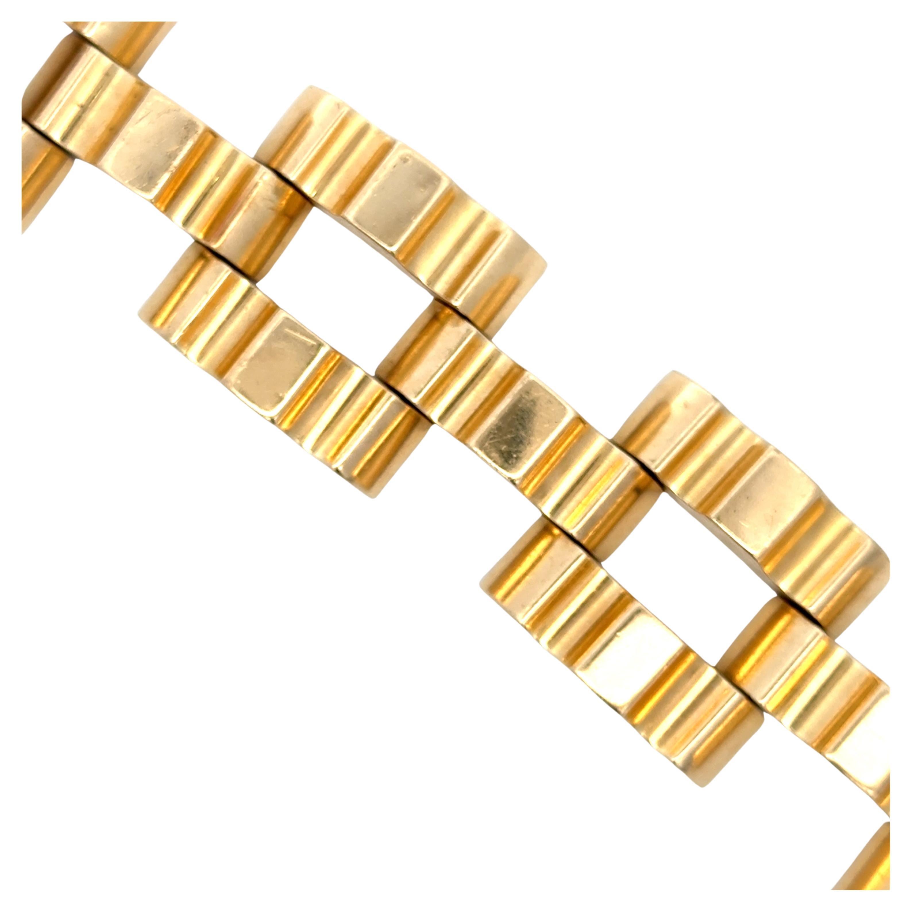 Tiffany & Co Retro Wide Tank Link Bracelet 82.6 Grams 14KT Yellow Gold  8.13