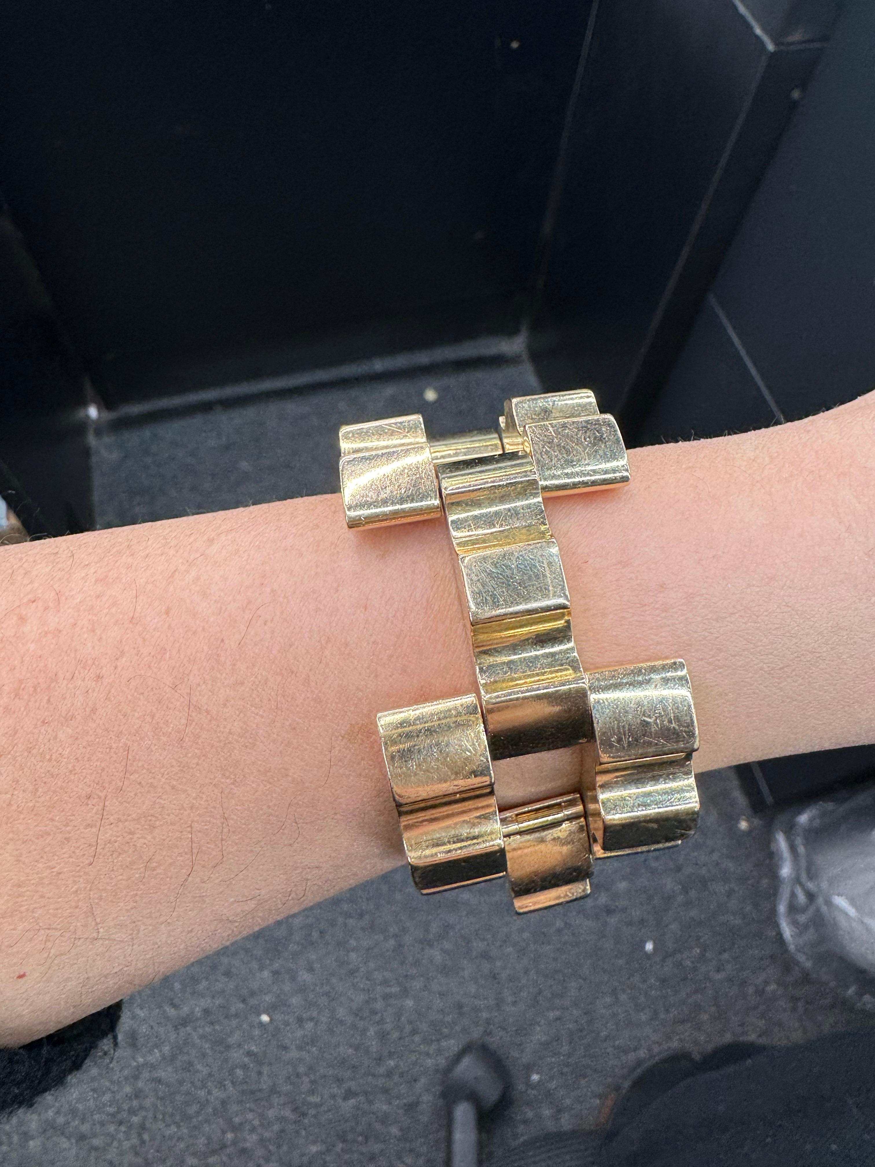 Tiffany & Co Retro Wide Tank Link Bracelet 82.6 Grams 14KT Yellow Gold  8.13