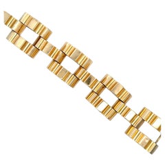 Tiffany & Co. Bracelet rétro large à maillons débardeur en or jaune 14 carats 82,6 grammes  8.13"
