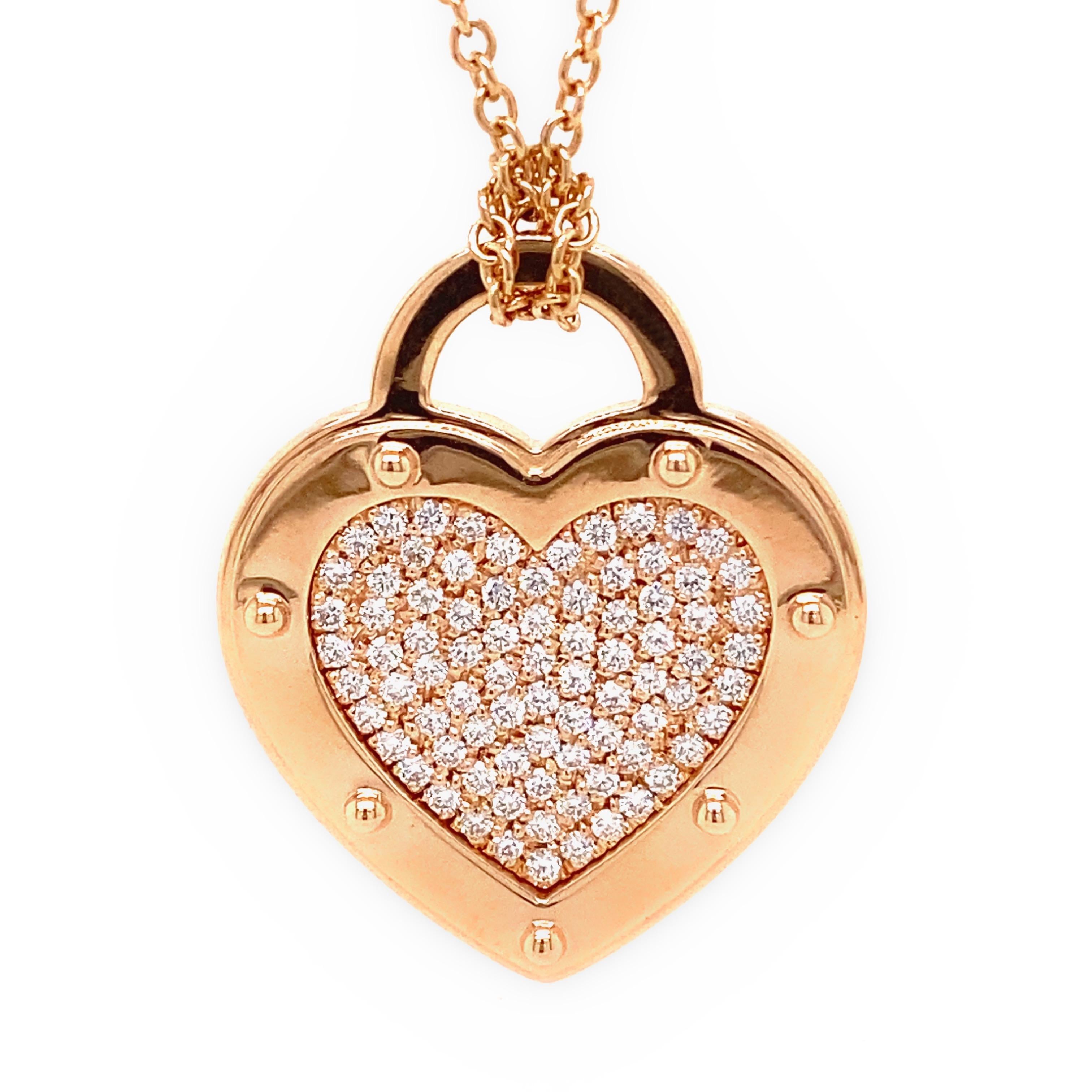 Tiffany & Co. Return To Heart Tag Pave Diamond 18kt Rose Gold Necklace 1