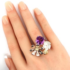 Tiffany & Co. Return to Love Ladybug Amethyst 18k Gold & Sterling Ring Size 6