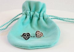 Tiffany & Co Return To Mini Heart Diamond Silver Stud Earrings