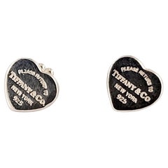 Tiffany & Co Return To Mini Heart  Silver Stud Earrings