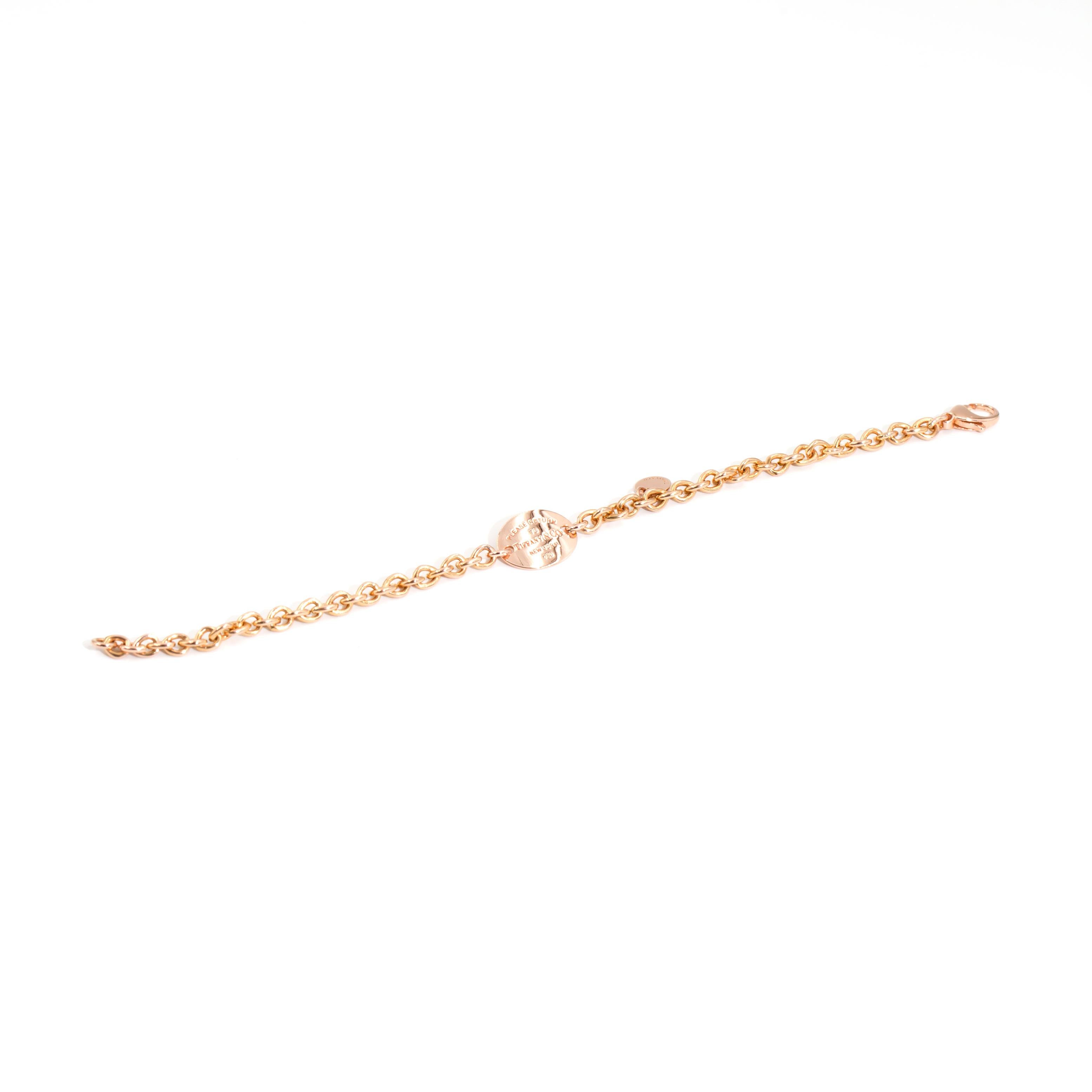 Tiffany & Co. Return to Tiffany 18 Carat Rose Gold Oval Tag Bracelet In Good Condition In Hamilton, AU
