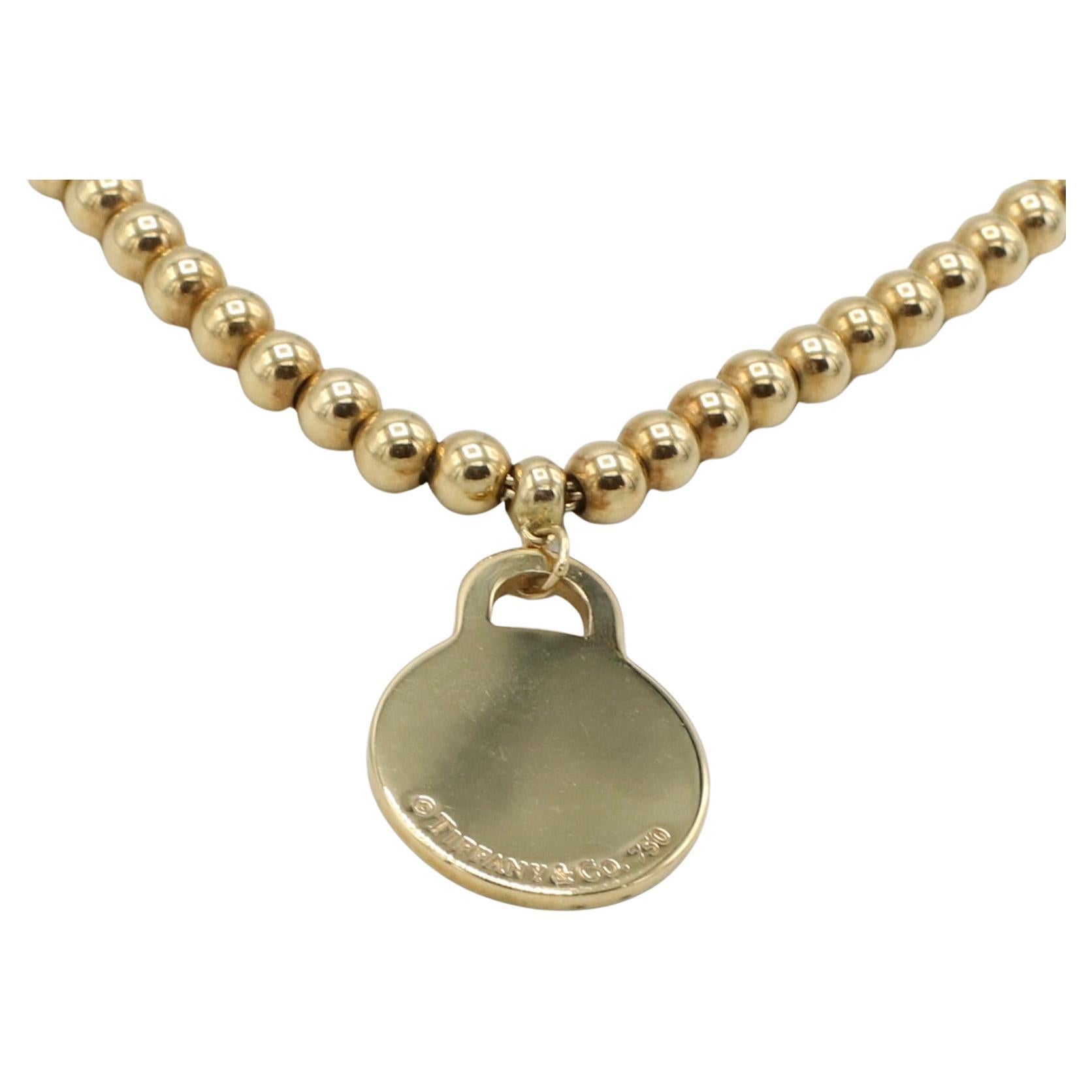 Women's Tiffany & Co. Return to Tiffany 18 Karat Yellow Gold Ball Bead Tag Necklace 