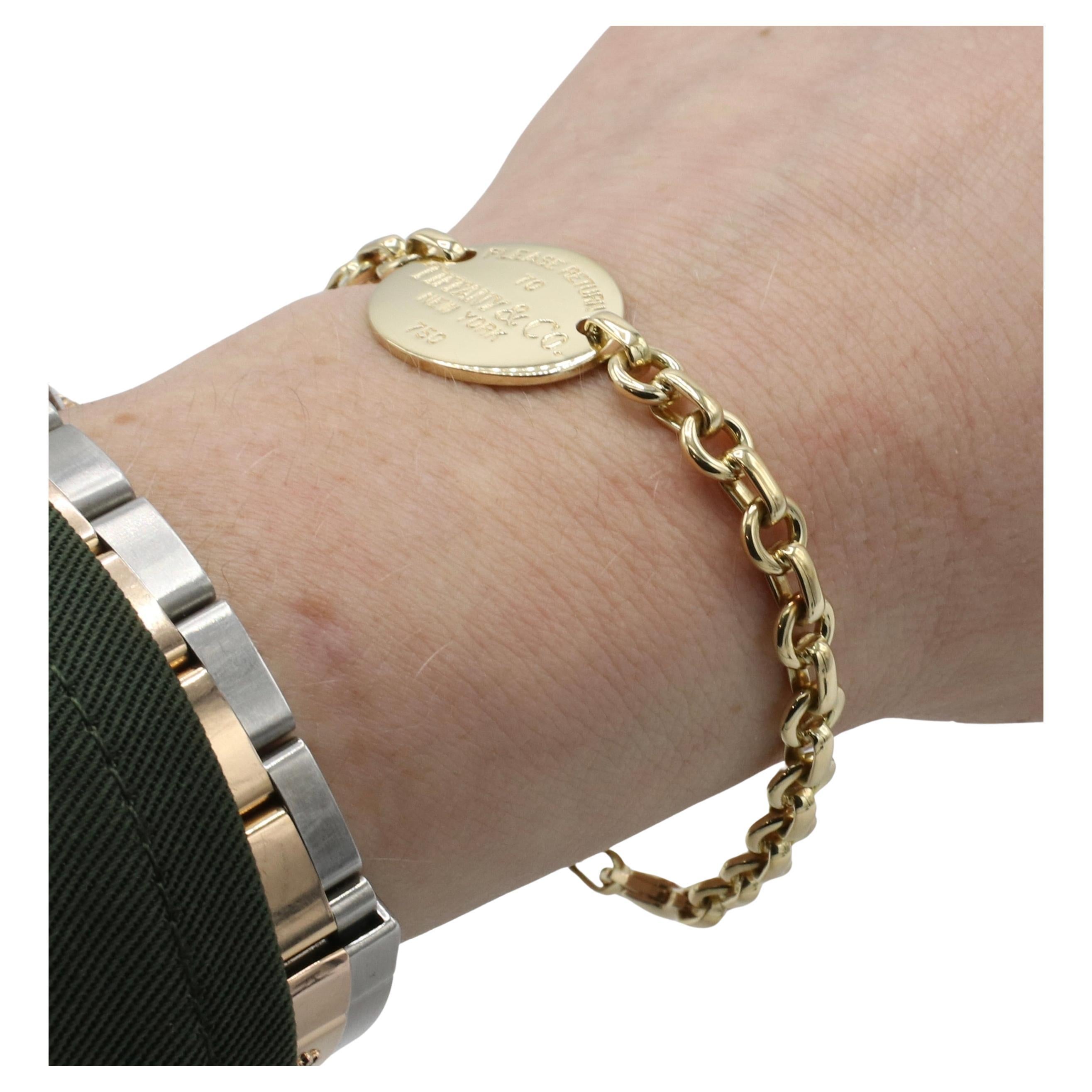 Tiffany & Co. Return To Tiffany 18 Karat Yellow Gold Chain Link Bracelet In Excellent Condition In  Baltimore, MD