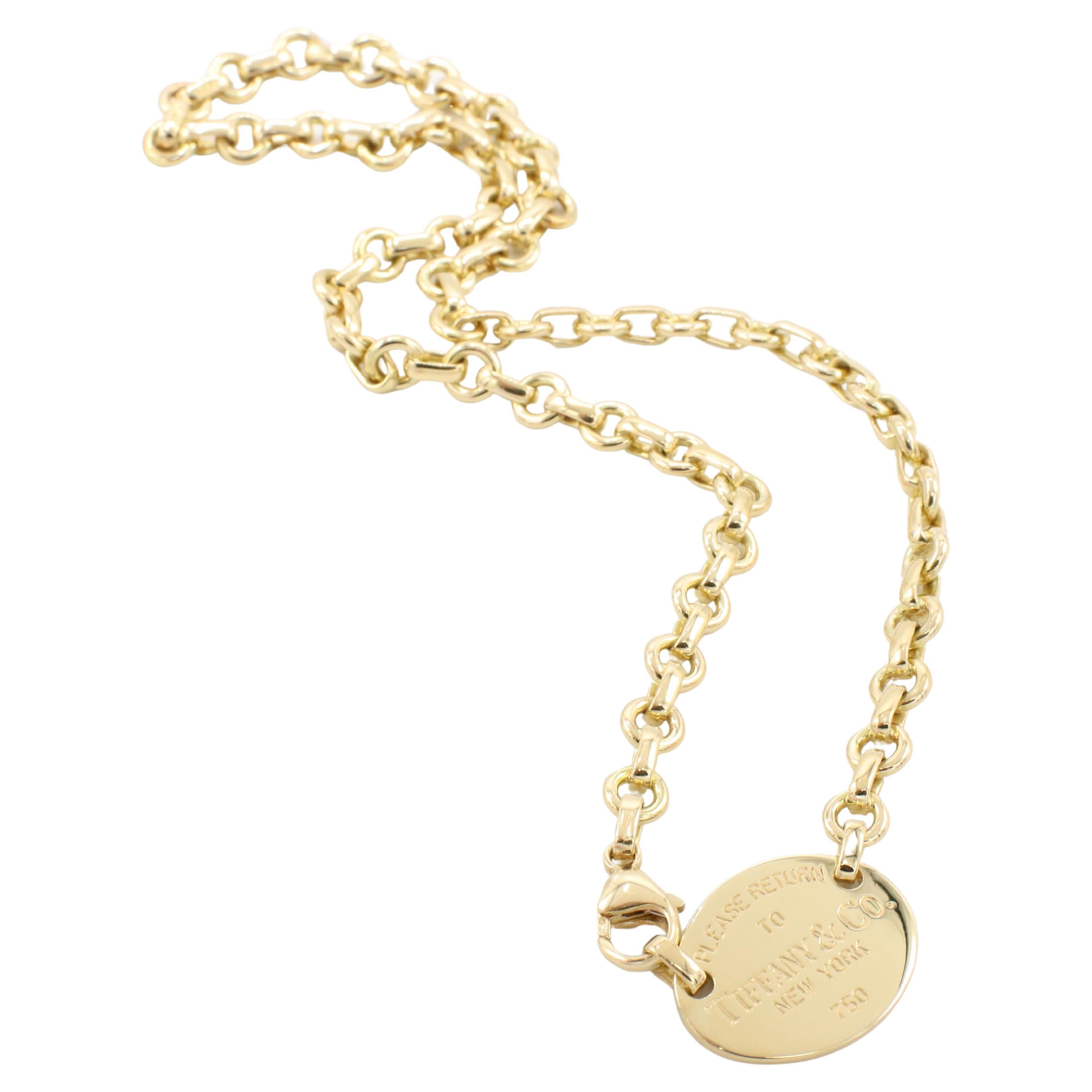 Modern Tiffany & Co. Return To Tiffany 18 Karat Yellow Gold Chain Link Necklace