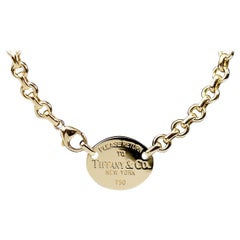 Tiffany & Co. "Return to Tiffany" 18 Karat Yellow Gold Oval Tag Necklace