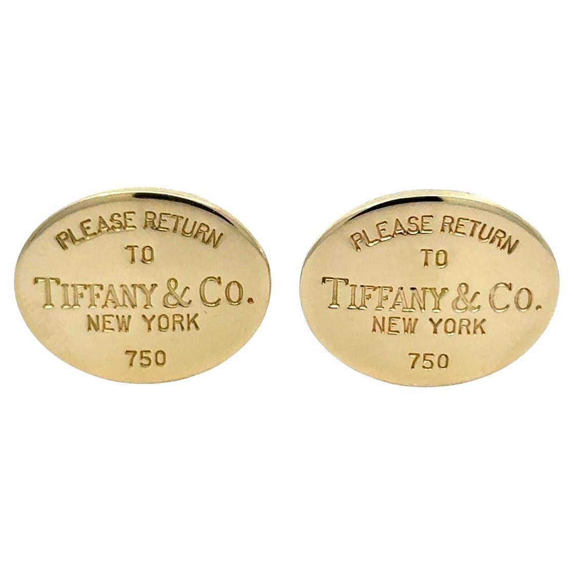 Tiffany & Co. "Return To Tiffany" 18K Gold Manschettenknöpfe mit Box im Angebot
