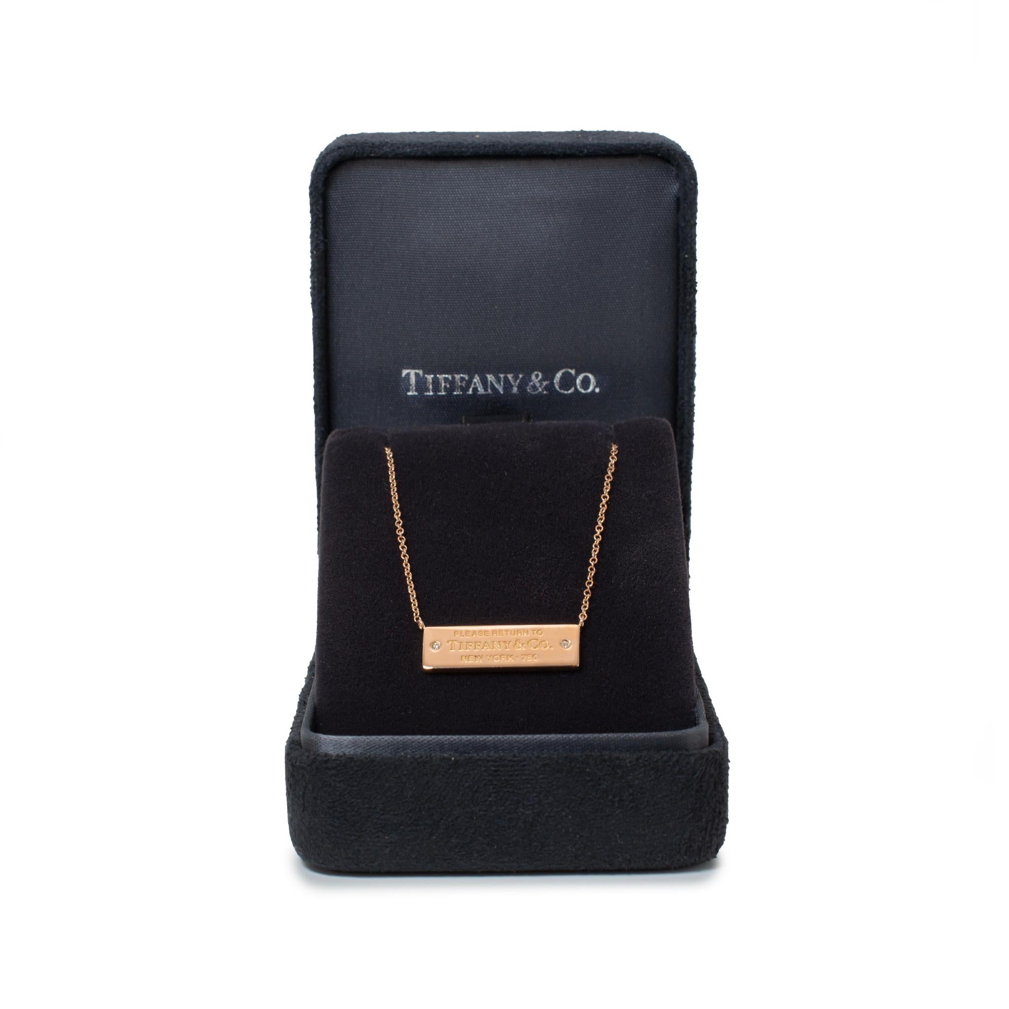 Tiffany & Co. Volver a Collar colgante con barra de diamantes Tiffany en oro amarillo de 18 quilates en venta 3