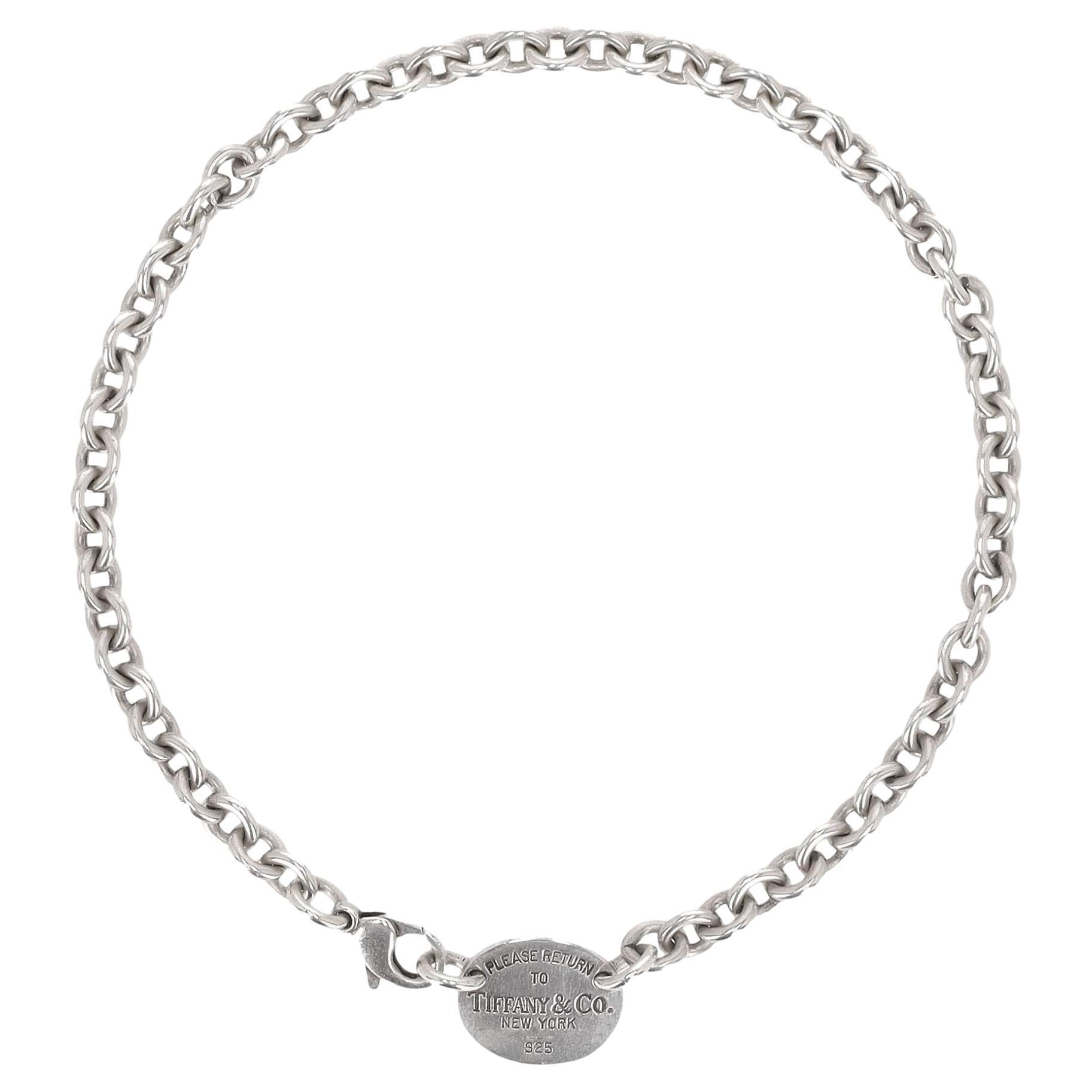 Tiffany 
Co. Return To Tiffany 925 Sterling Silver Oval Tag Necklace