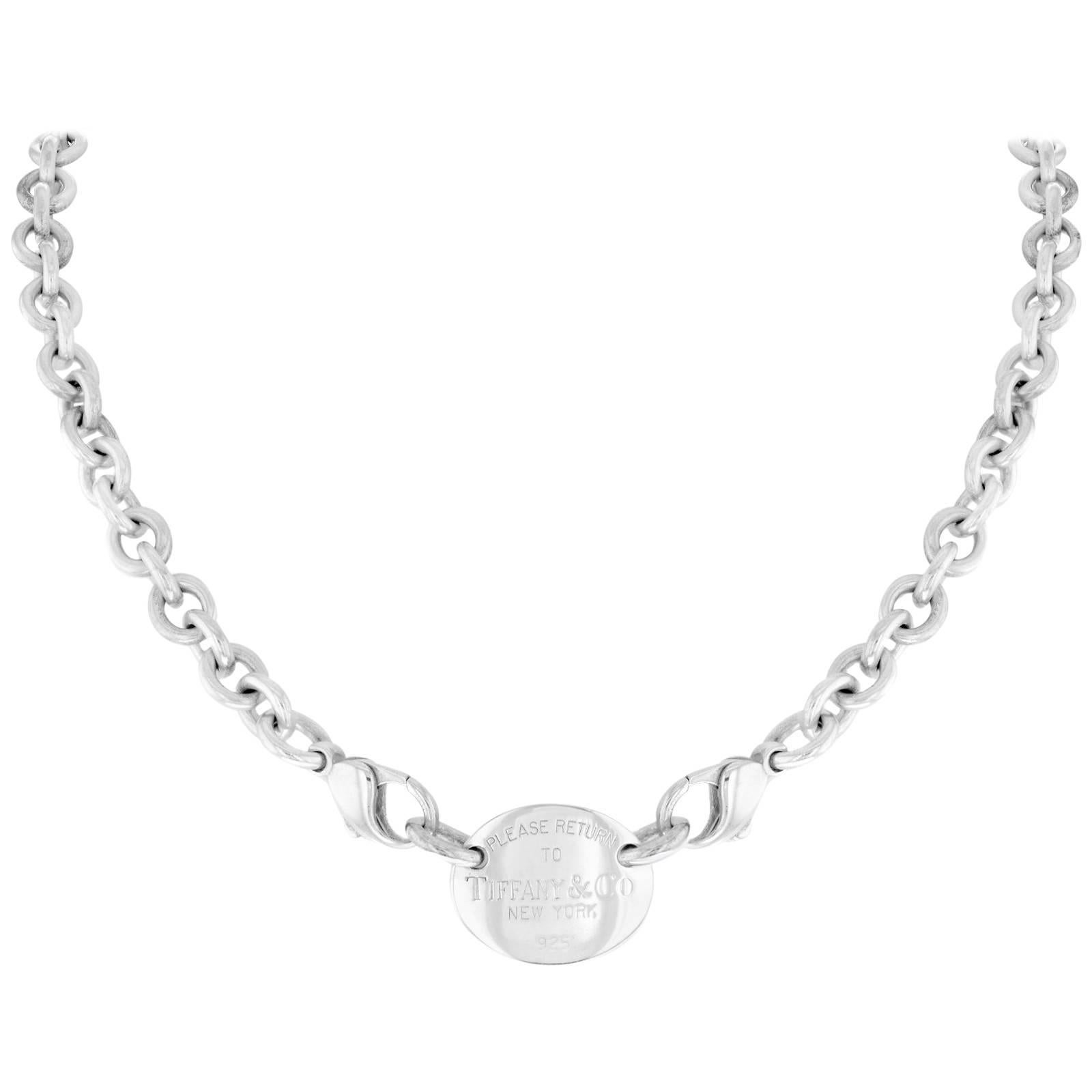 Tiffany & Co. "Return to Tiffany" 925 Sterling Silver Oval Tag Women's Necklace