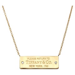 Tiffany & Co. 'Return to Tiffany' Bar Necklace with Diamonds, 18 Karat Rose Gold