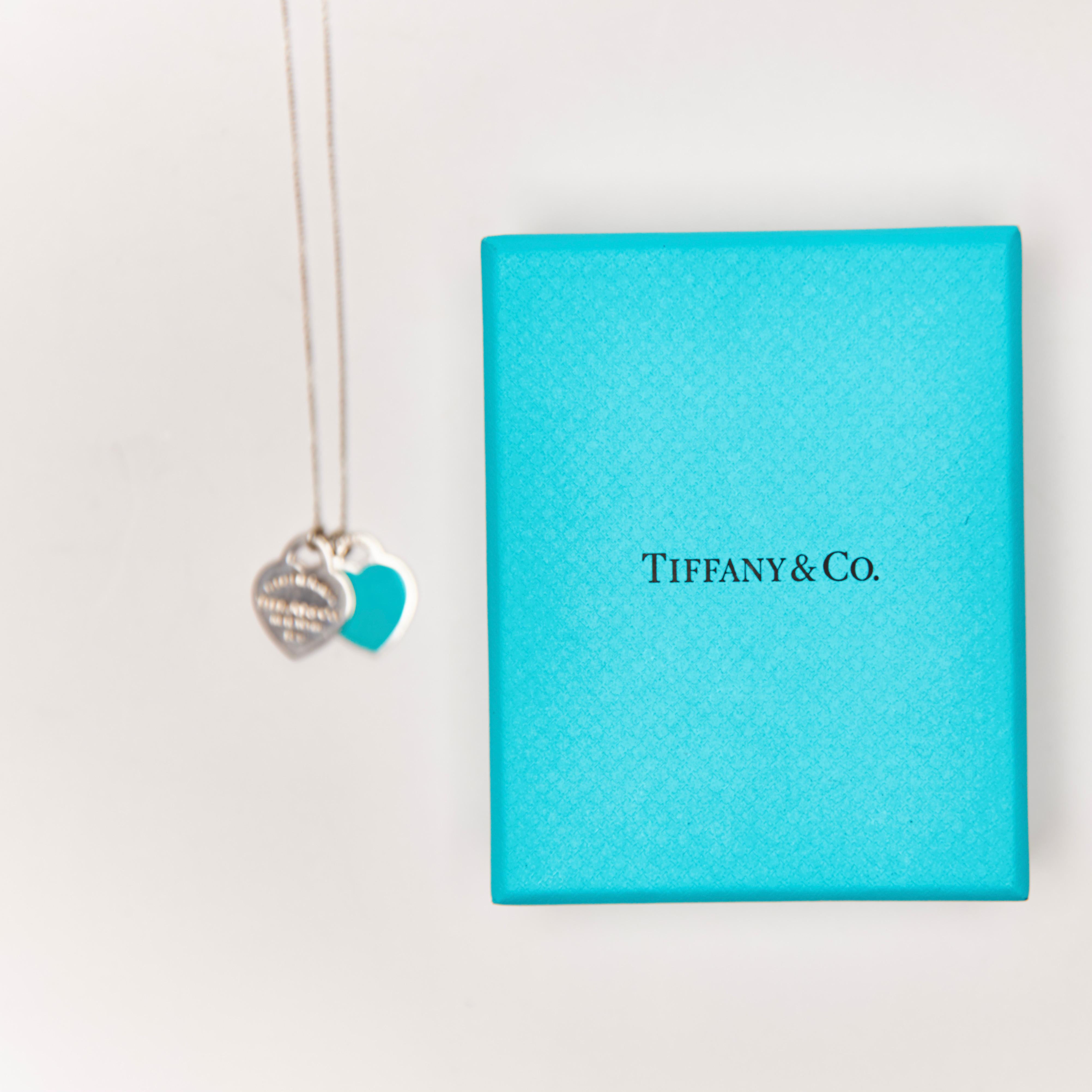 Women's or Men's Tiffany & Co. Return to Tiffany Blue Double Heart Tag Pendant Necklace