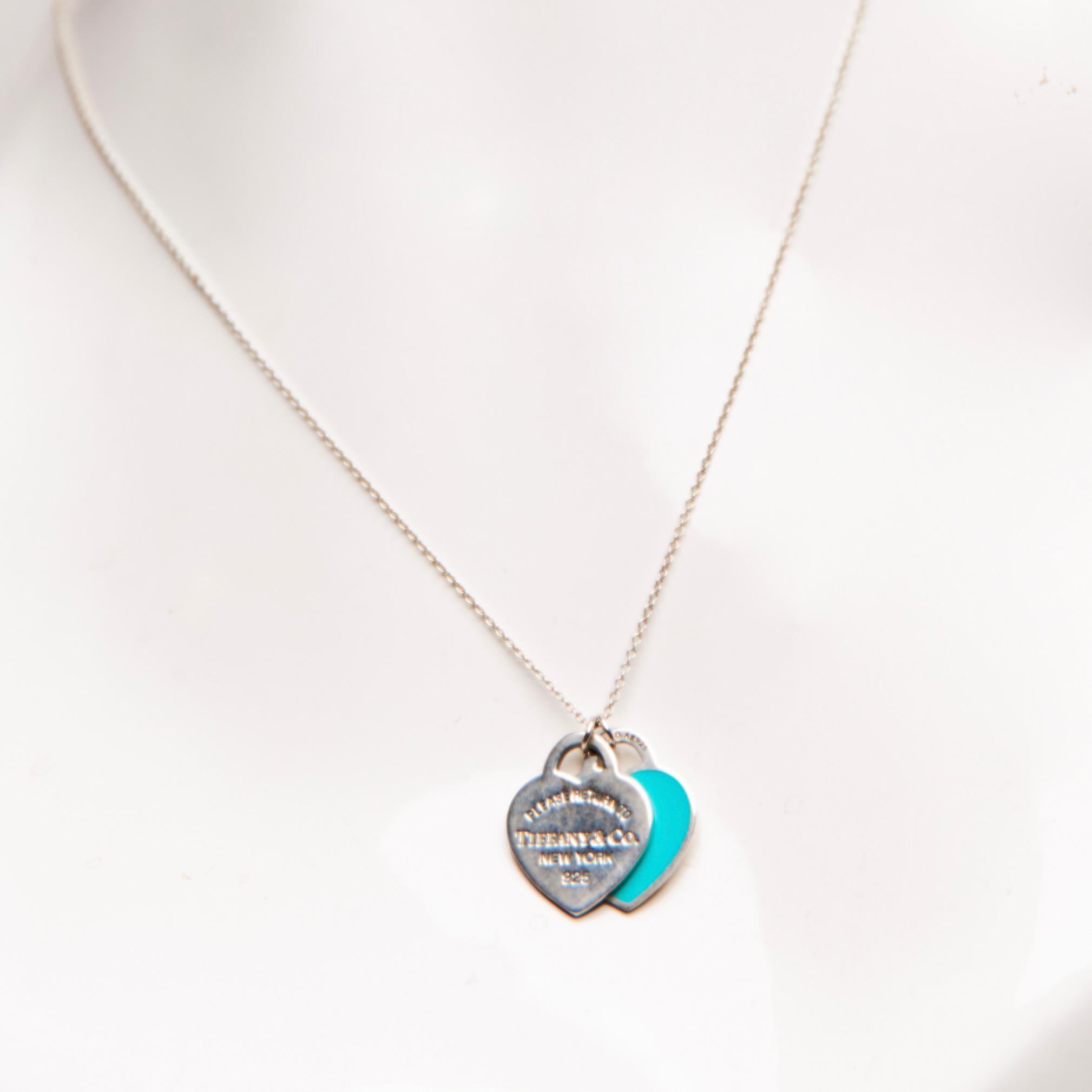 Double Heart Tag Pendant Necklace 