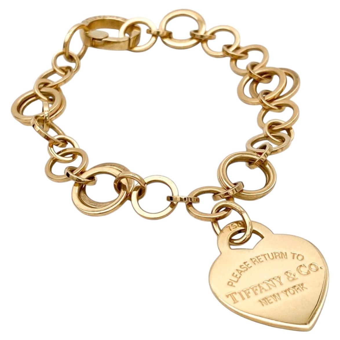 Tiffany & Co Return To Tiffany Bracelet with Heart Tag In 18 Karat Yellow Gold.