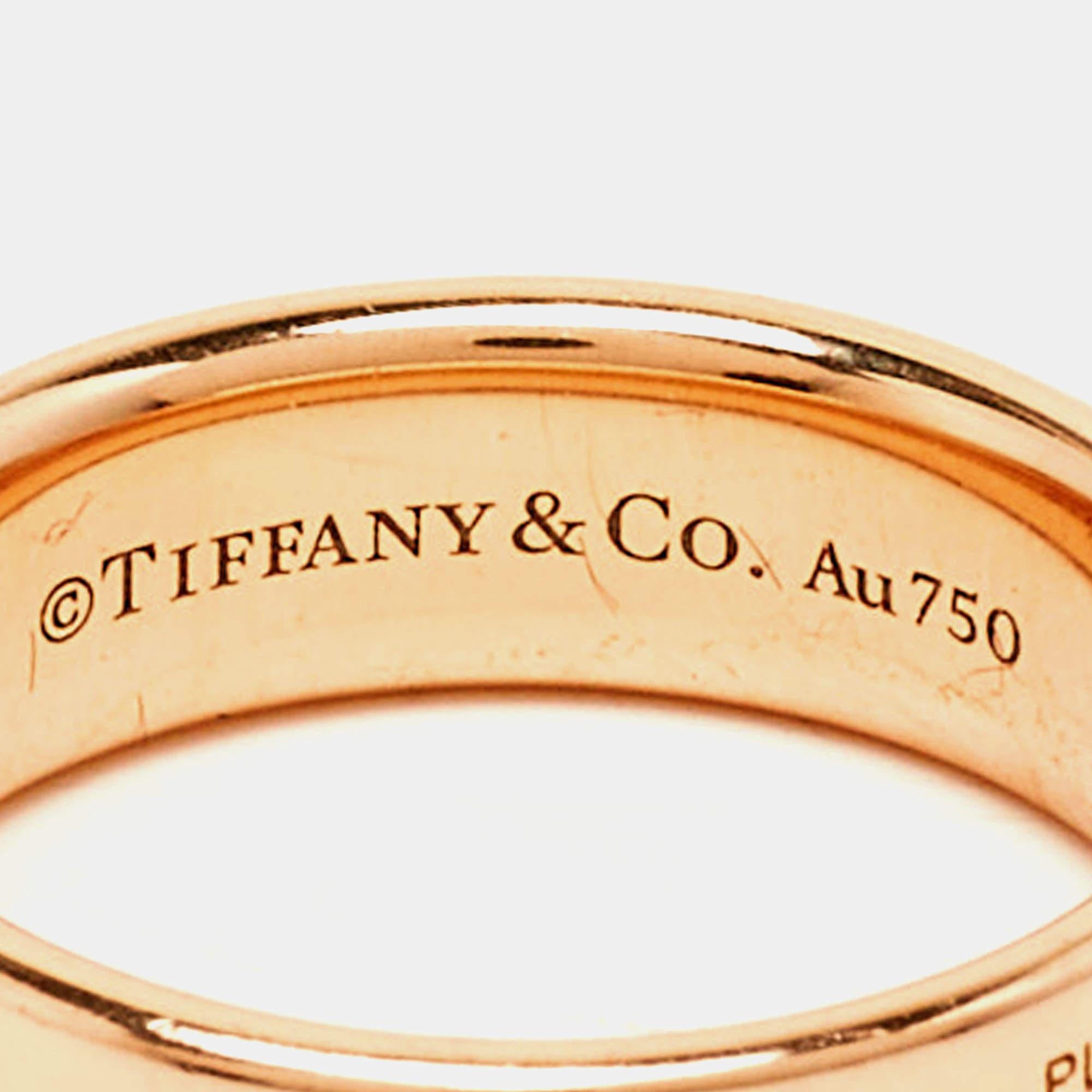 Rose Cut Tiffany & Co. Return To Tiffany Diamond 18k Rose Gold Ring Size 53