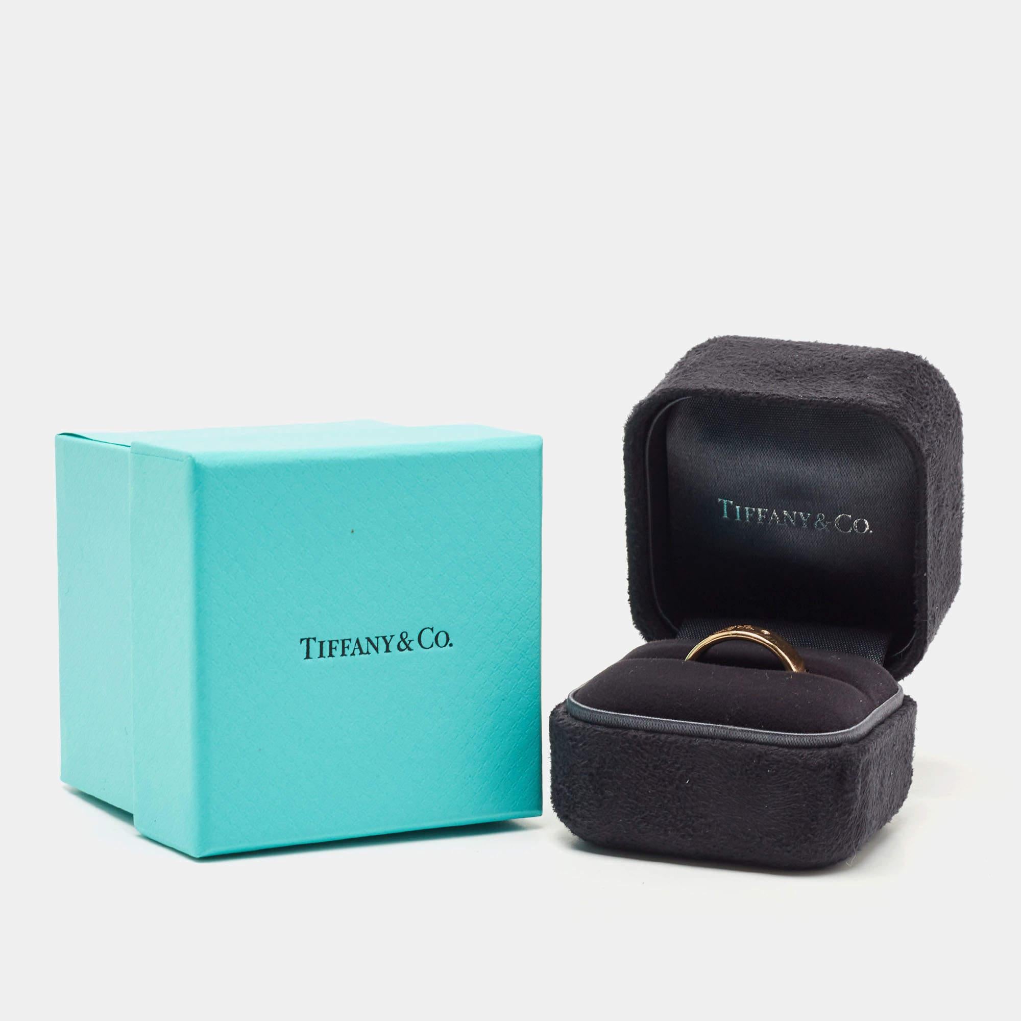 Tiffany & Co. Return To Tiffany Diamond 18k Rose Gold Ring Size 53 In Fair Condition In Dubai, Al Qouz 2
