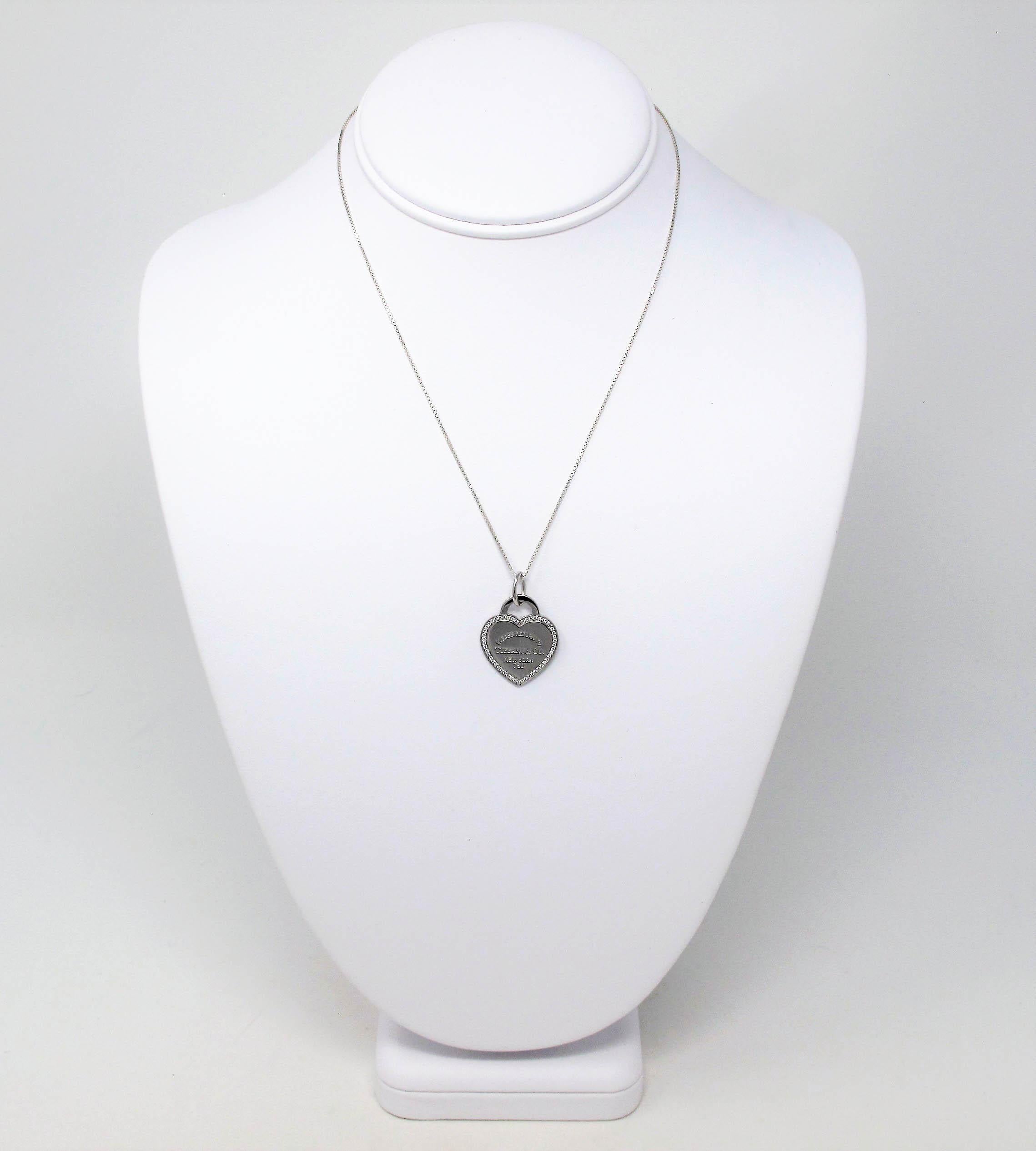Tiffany & Co. Return to Tiffany Diamond Heart Tag Pendant or Charm 18 Karat Gold In Good Condition In Scottsdale, AZ