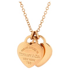Tiffany & Co. Return to Tiffany Double Heart Tag Pendant Necklace 18k Rose Gold