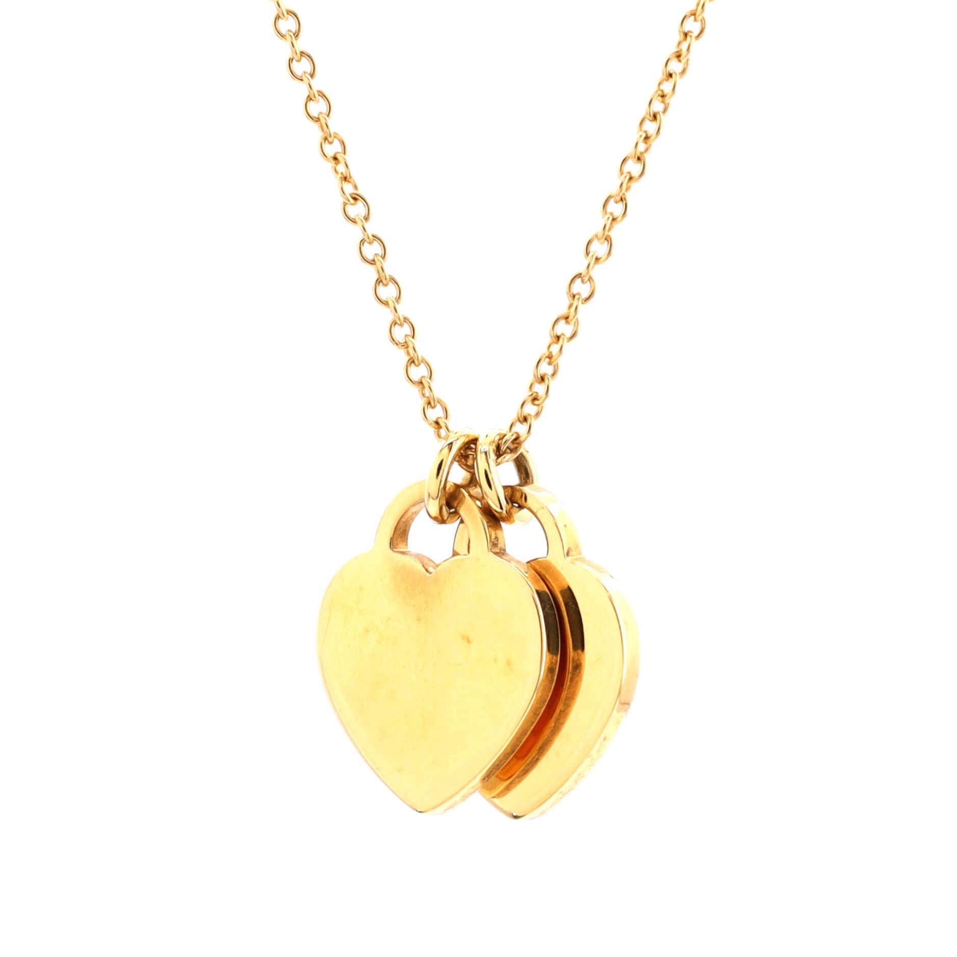 Tiffany and Co. Return to Tiffany Double Heart Tag Pendant Necklace 18k