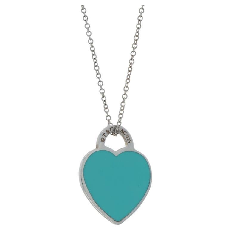 Tiffany
Co. Return to Tiffany Enamel Heart Necklace Sterling 925 Love Adjust