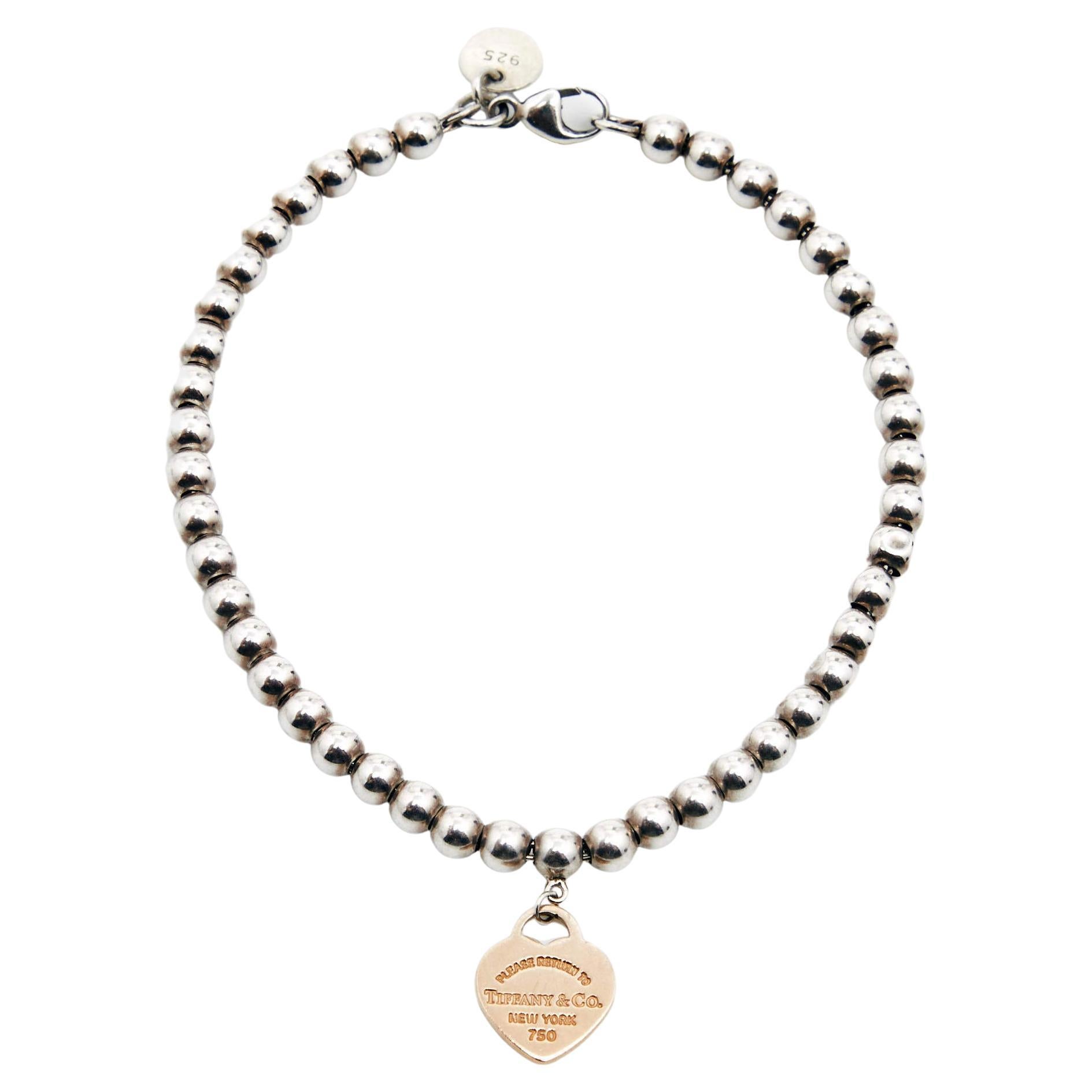 Tiffany & Co. Return to Tiffany Heart 18k Rose Gold Sterling Bead Bracelet