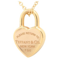 Used Tiffany & Co. Return To Tiffany Heart Lock Necklace Gold