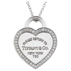Tiffany & Co. Return to Tiffany Heart Pendant Necklace 18K White Gold wit