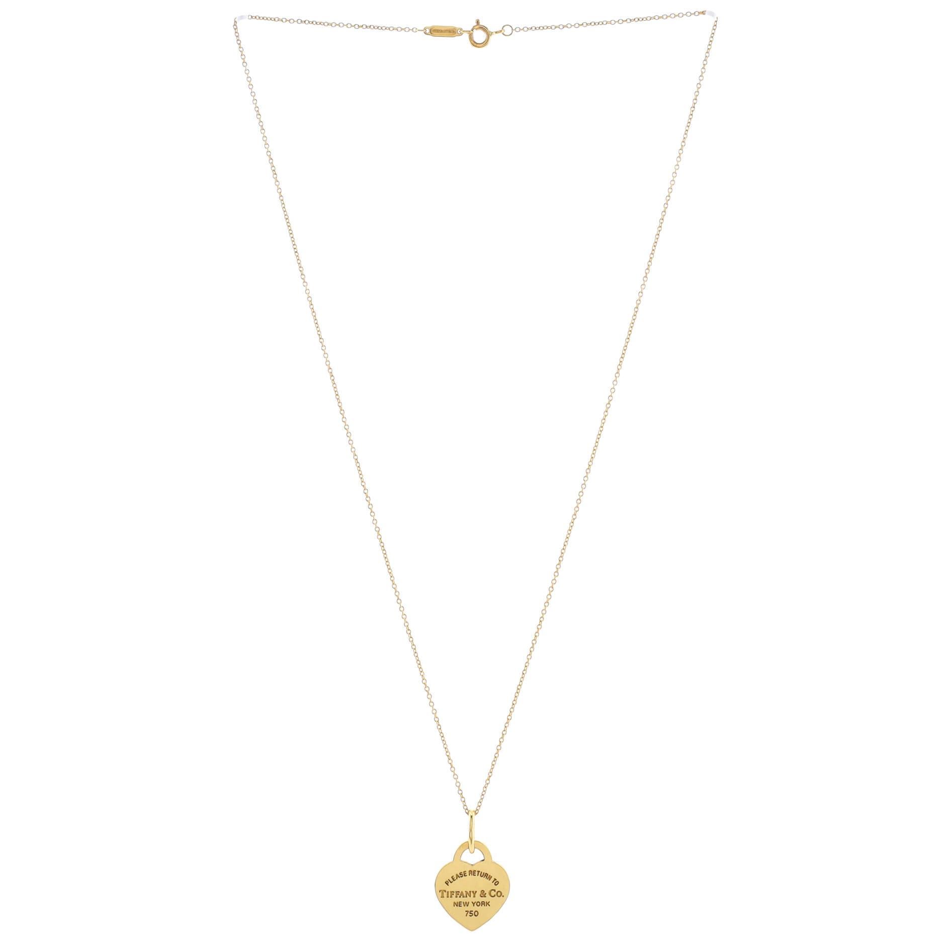 Tiffany & Co. Rückkehr zu Tiffany Herz-Anhänger-Halskette aus 18 Karat Gelbgold im Zustand „Gut“ in New York, NY