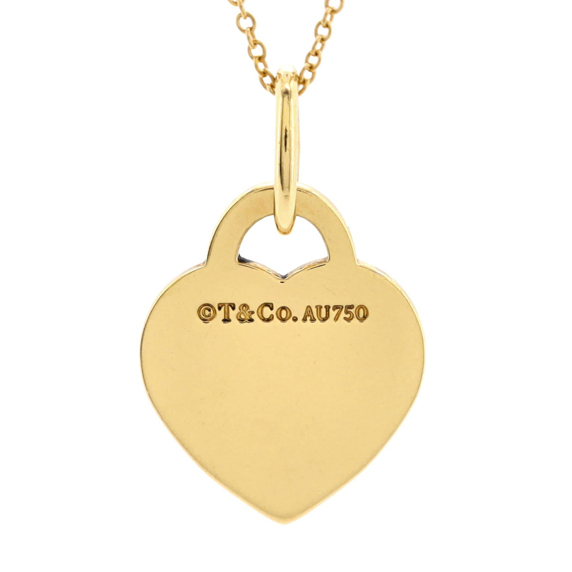 Tiffany & Co. Rückkehr zu Tiffany Herz-Anhänger-Halskette aus 18 Karat Gelbgold für Damen oder Herren