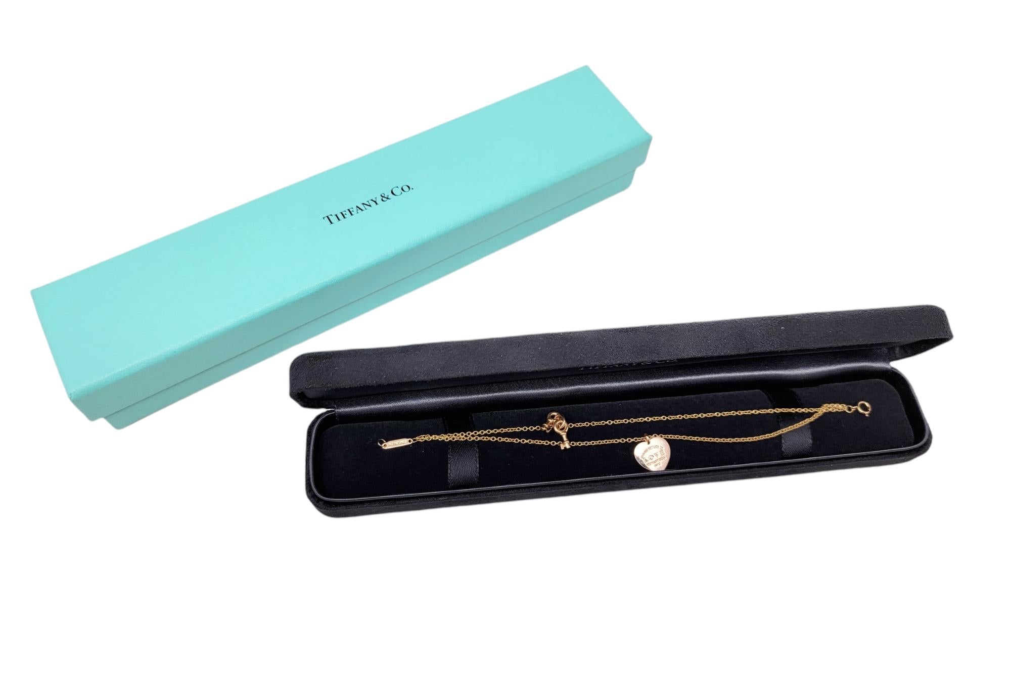 Tiffany & Co. 'Return to Tiffany' Heart Tag and Key Charms Bracelet in Rose Gold 8