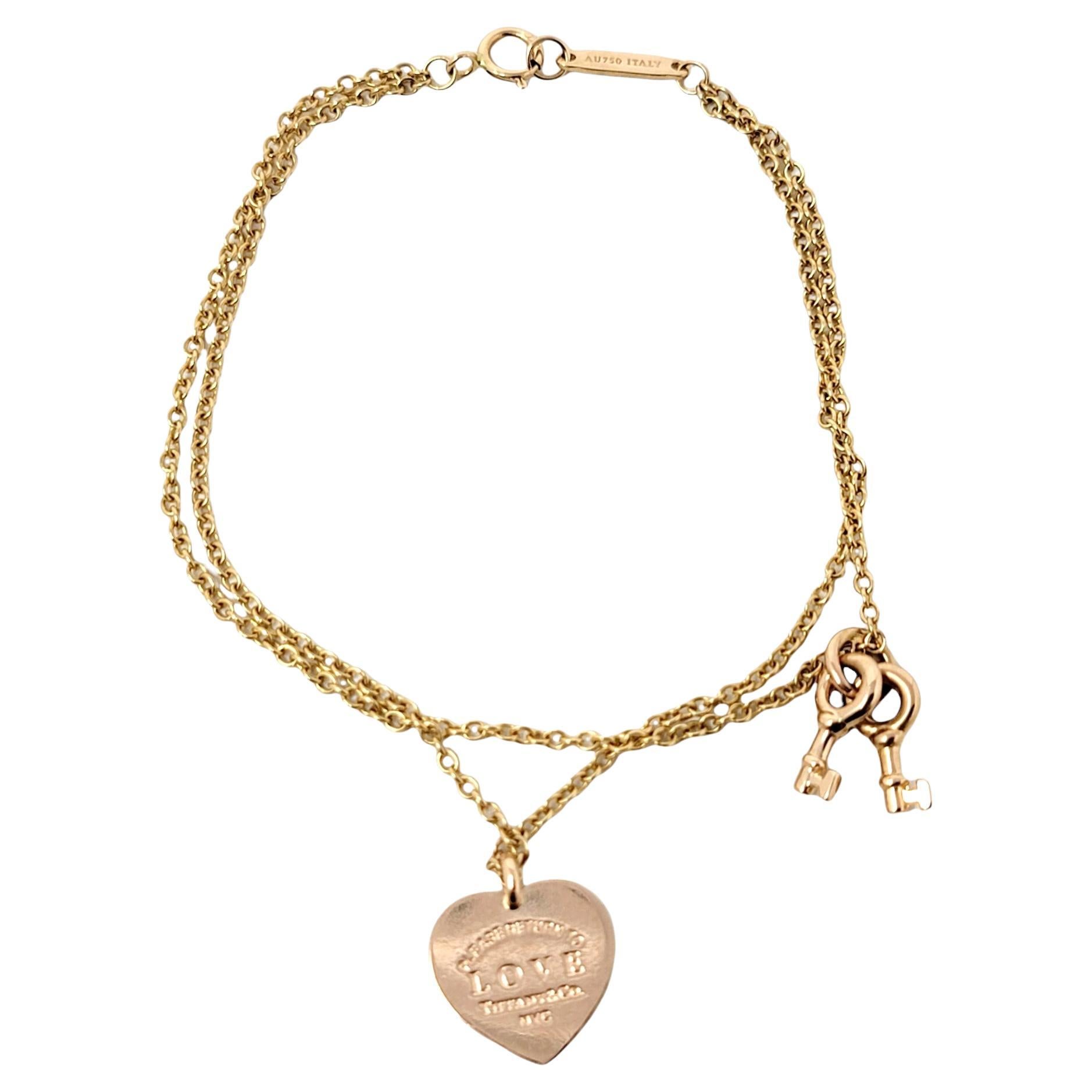 Tiffany & Co. 'Return to Tiffany' Heart Tag and Key Charms Bracelet in Rose Gold