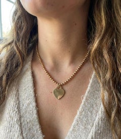 Tiffany & Co. Return to Tiffany Heart Tag Bead Necklace 18K Rose Gold 18 Inch