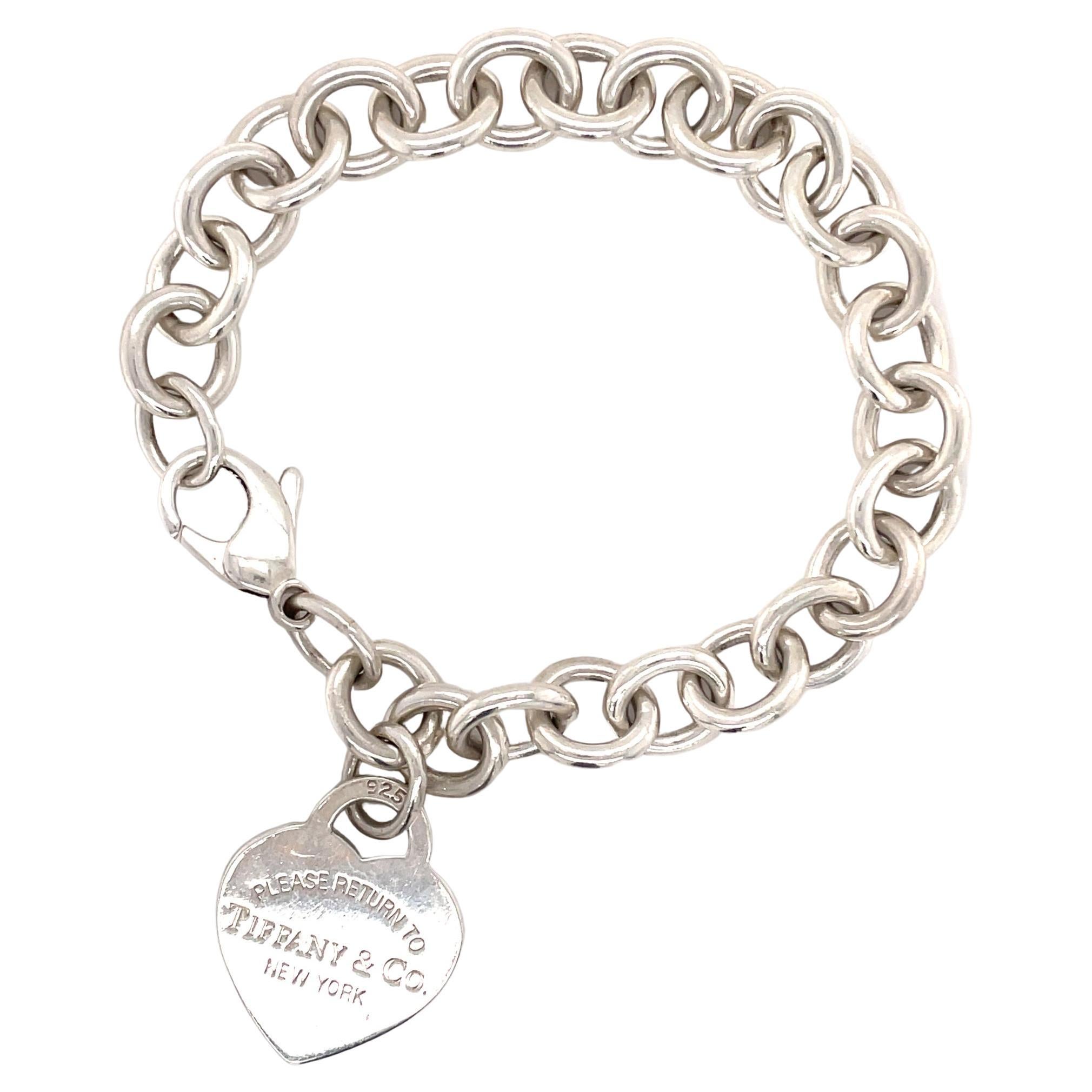 Tiffany & Co Return To Tiffany Heart Tag Chain Link Bracelet Sterling Silver 925
