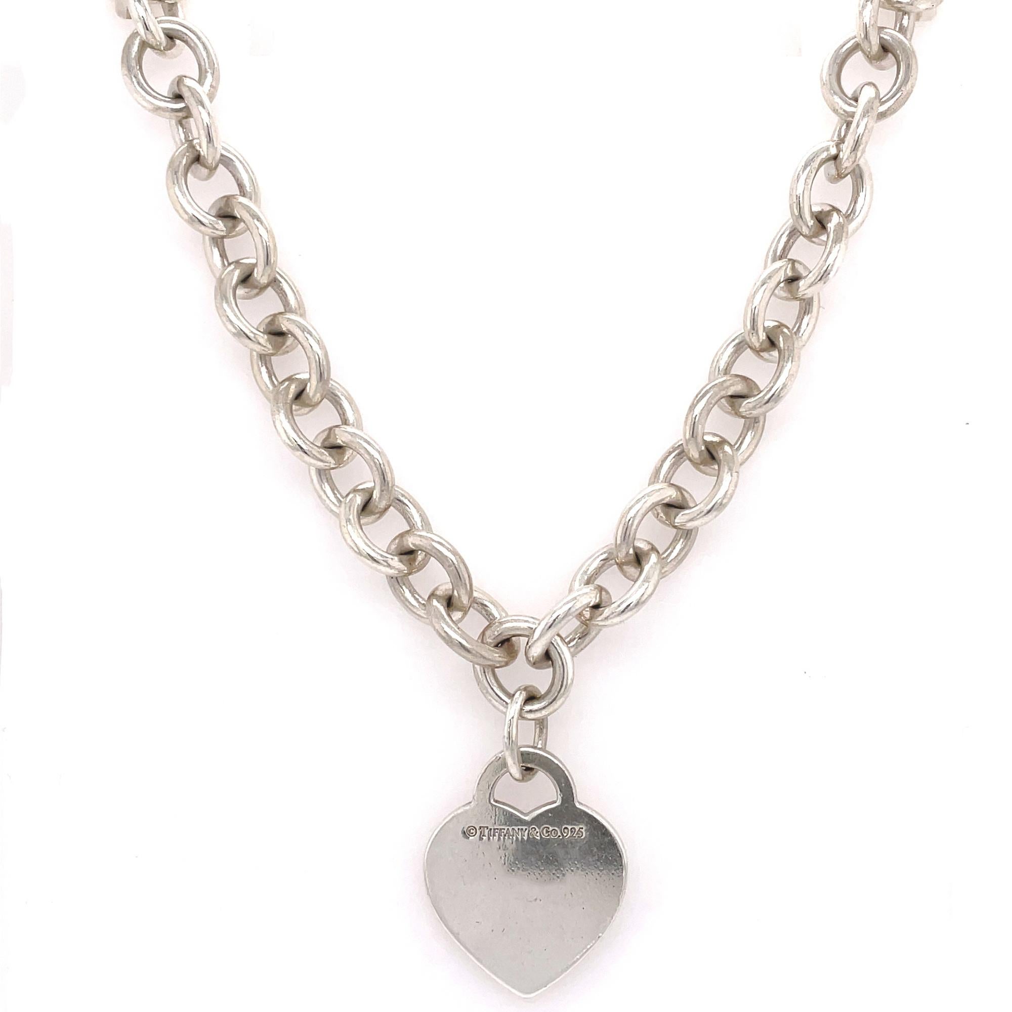 Tiffany and Co Return to Tiffany Heart Tag Chain Link Necklace Sterling ...