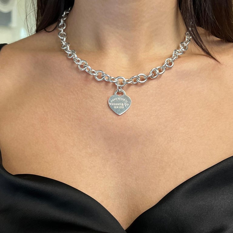 Tiffany heart cheap tag choker