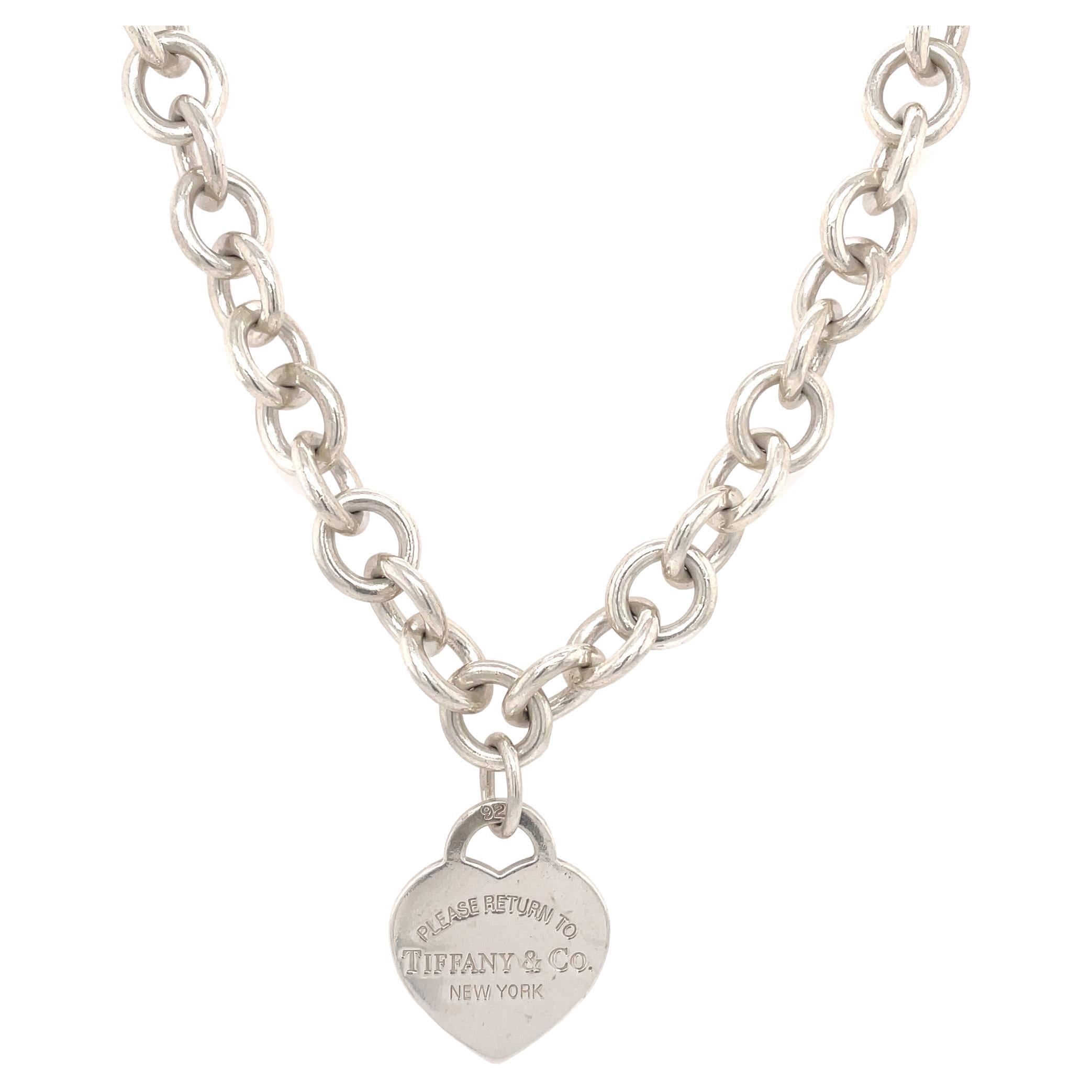 Tiffany and Co Return to Tiffany Heart Tag Chain Link Necklace Sterling  Silver 925 at 1stDibs
