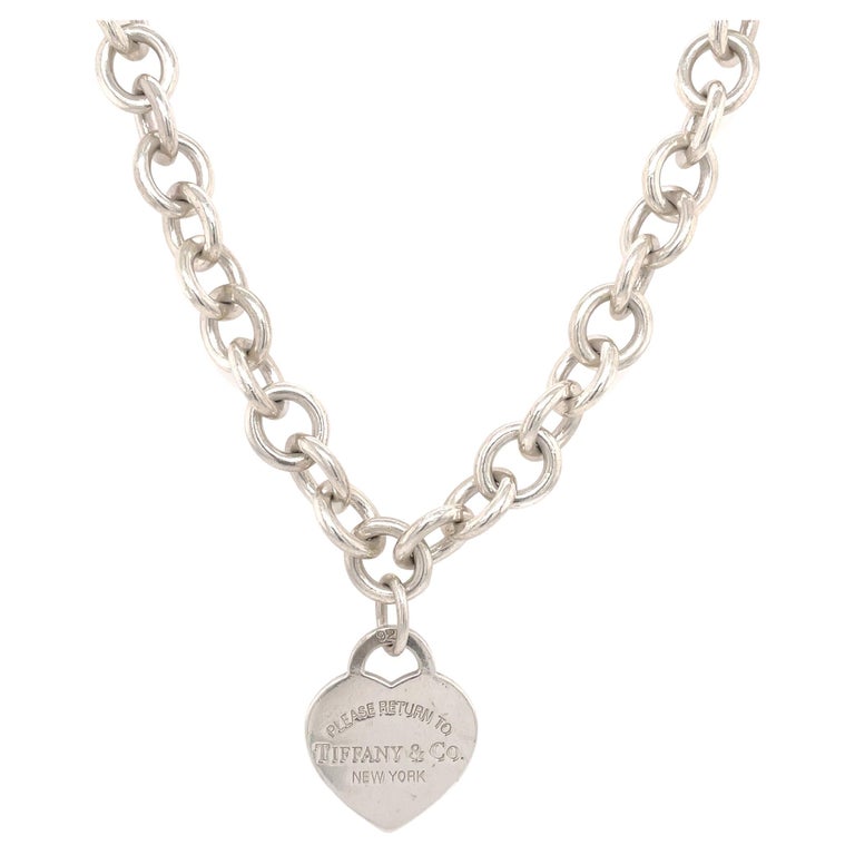 Tiffany and Co Return to Tiffany Heart Tag Chain Link Necklace Sterling