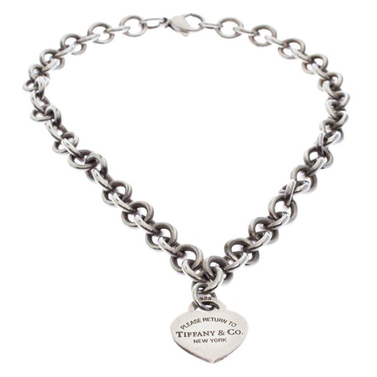 Tiffany and Co. Return to Tiffany Heart Tag Silver Chain Link Necklace ...