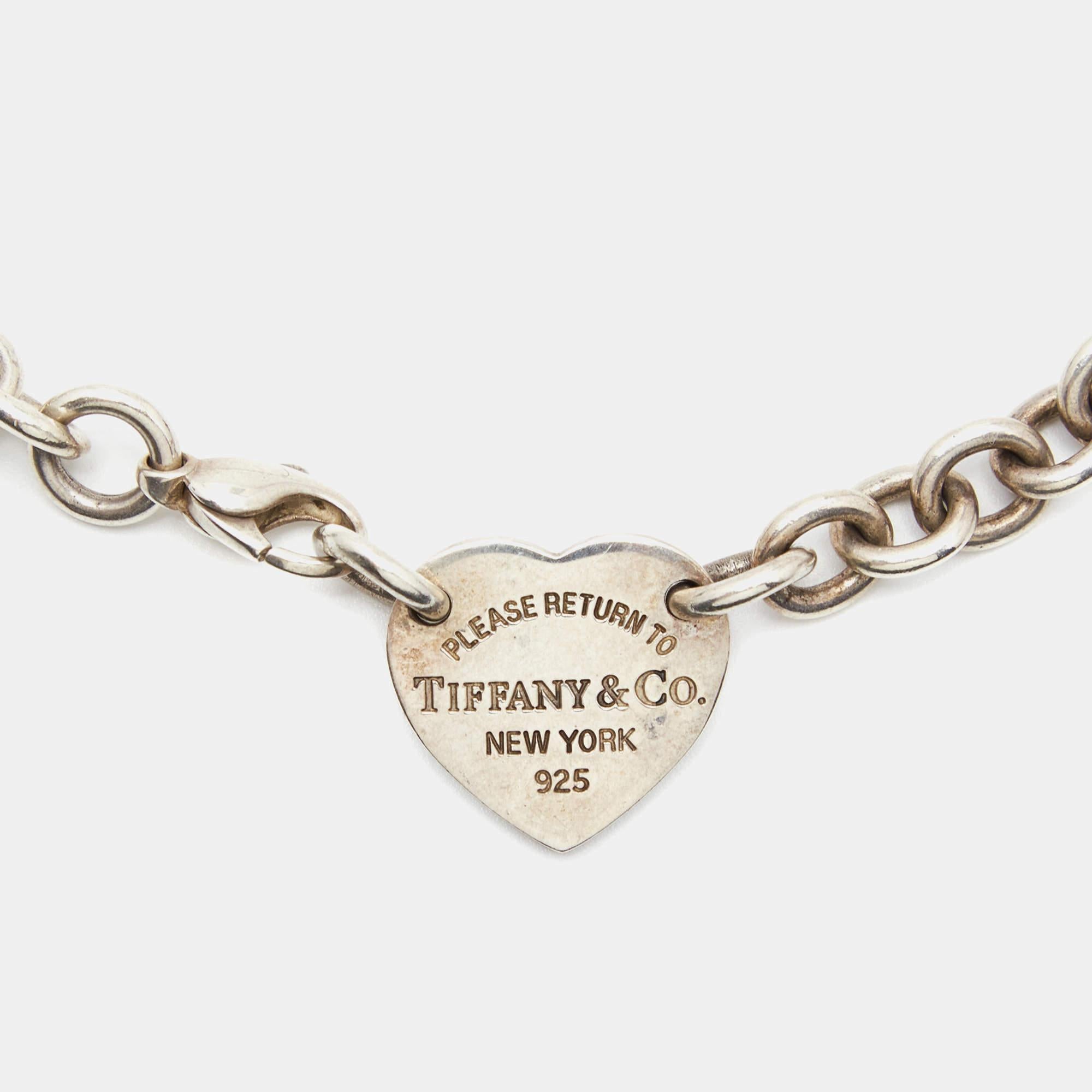Tiffany & Co. Return to Tiffany Heart Tag Sterling Silver Necklace In Good Condition In Dubai, Al Qouz 2