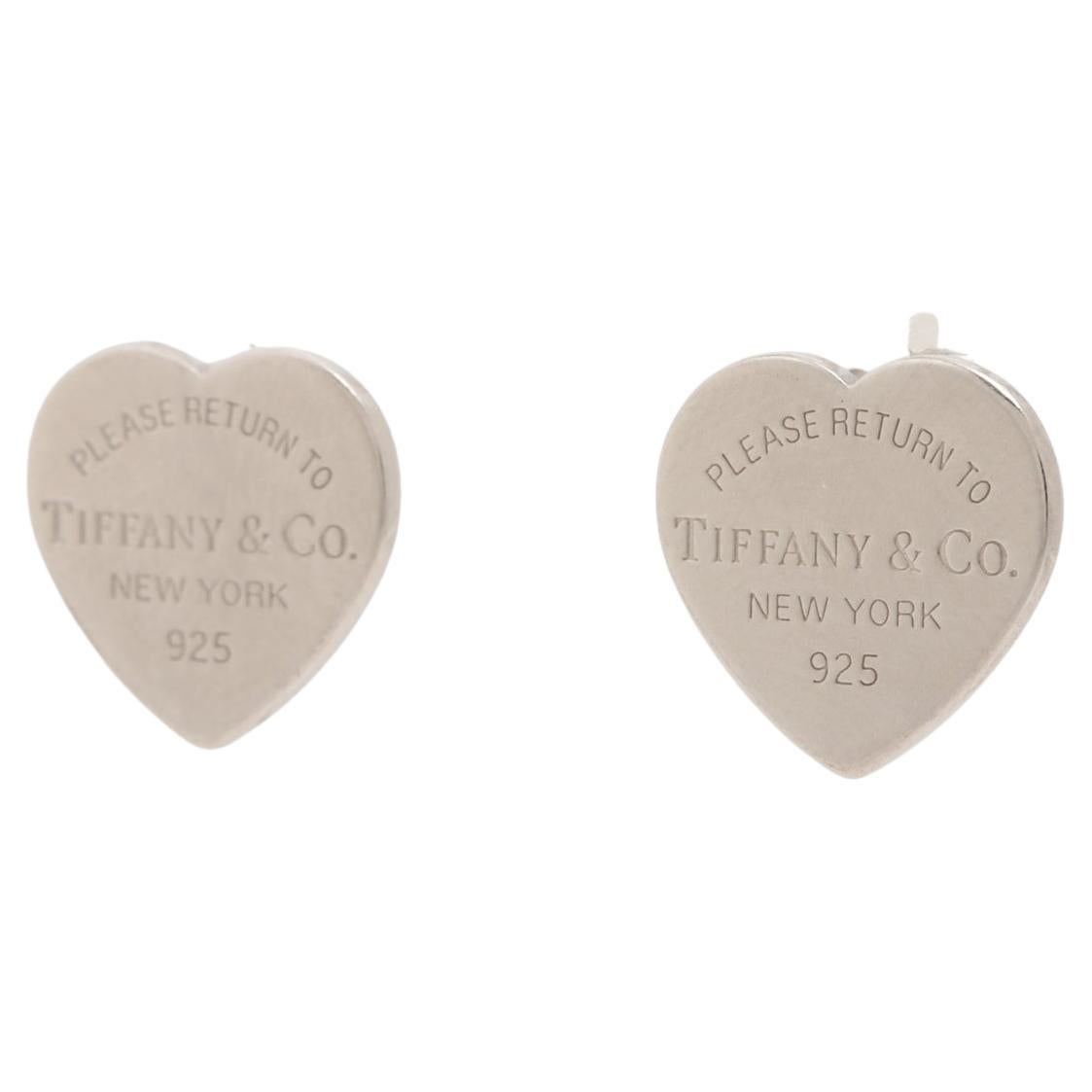 Tiffany & Co. Return To Tiffany Heart Tag Stud Earring Silver For Sale