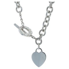 Tiffany & Co Return to Tiffany Heart Tag Toggle Necklace 16" Sterling925 Engrave