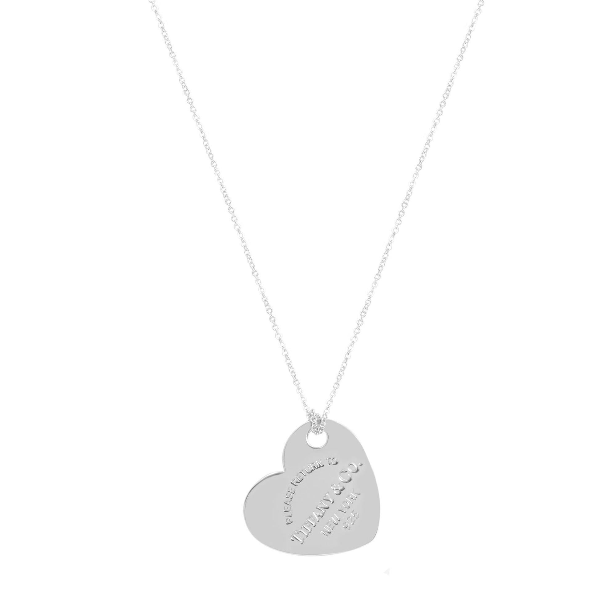 Modern Tiffany & Co. Return to Tiffany Large Heart Pendant Necklace Sterling Silver 925