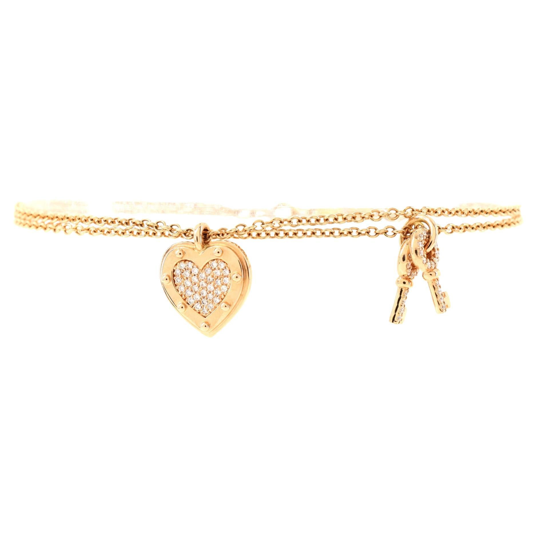 Tiffany & Co. Return to Tiffany Love Heart Tag and Key Charm Bracelet 18k