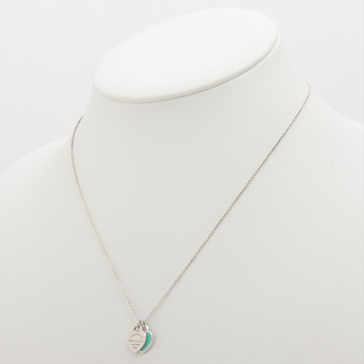 Tiffany & Co. Return To Tiffany Mini Double Heart Tag Collana Blu In condizioni buone a Humacao, PR