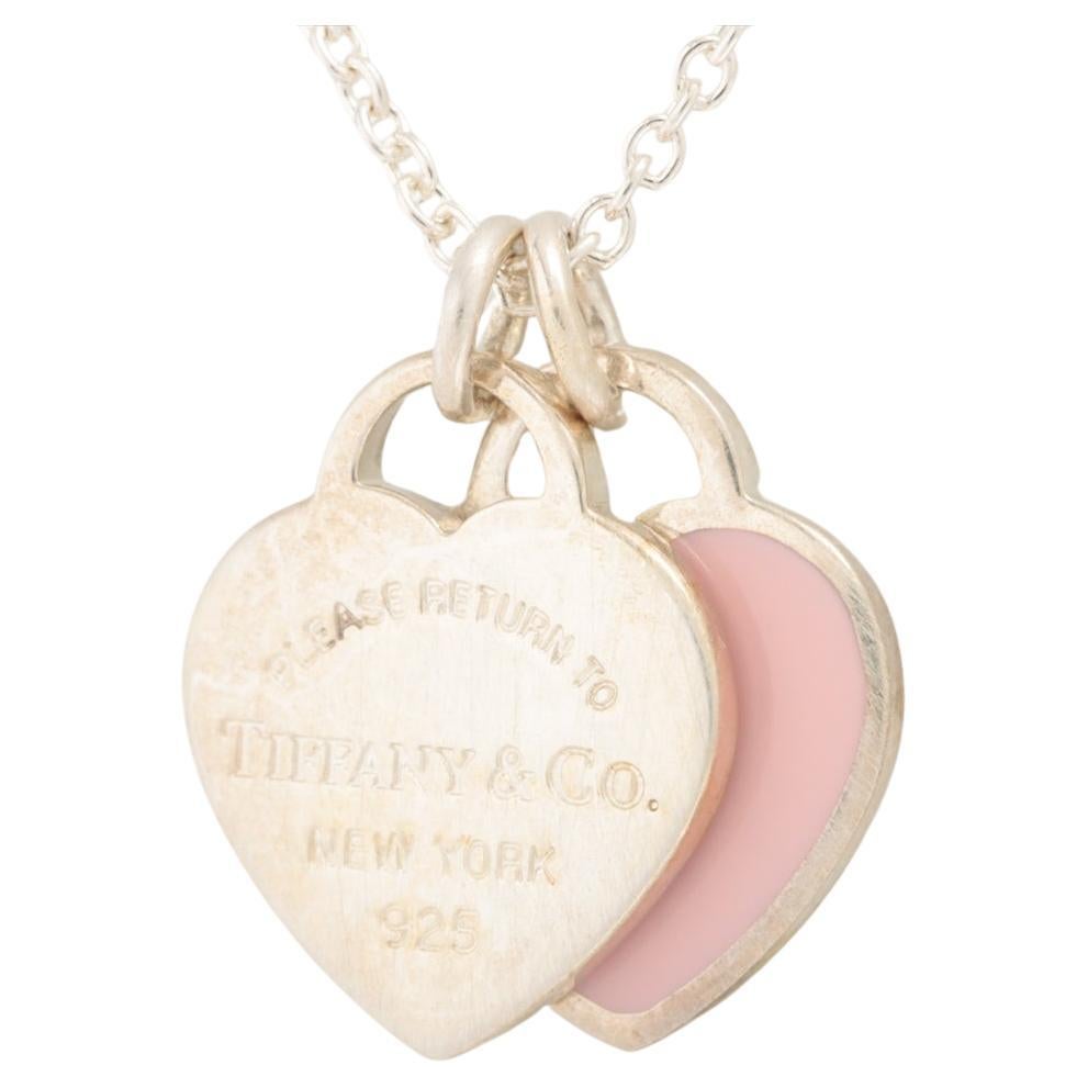 Tiffany & Co. 925 Silver Pink RTT Heart Pendant 16