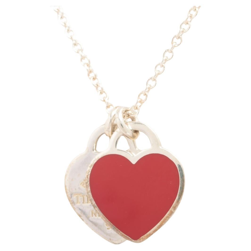 Mini double heart tag pendant red clearance