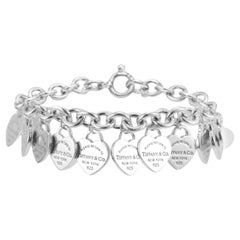 Tiffany & Co. Return to Tiffany Multi-Heart Tag 925 Silver Charm Link Bracelet